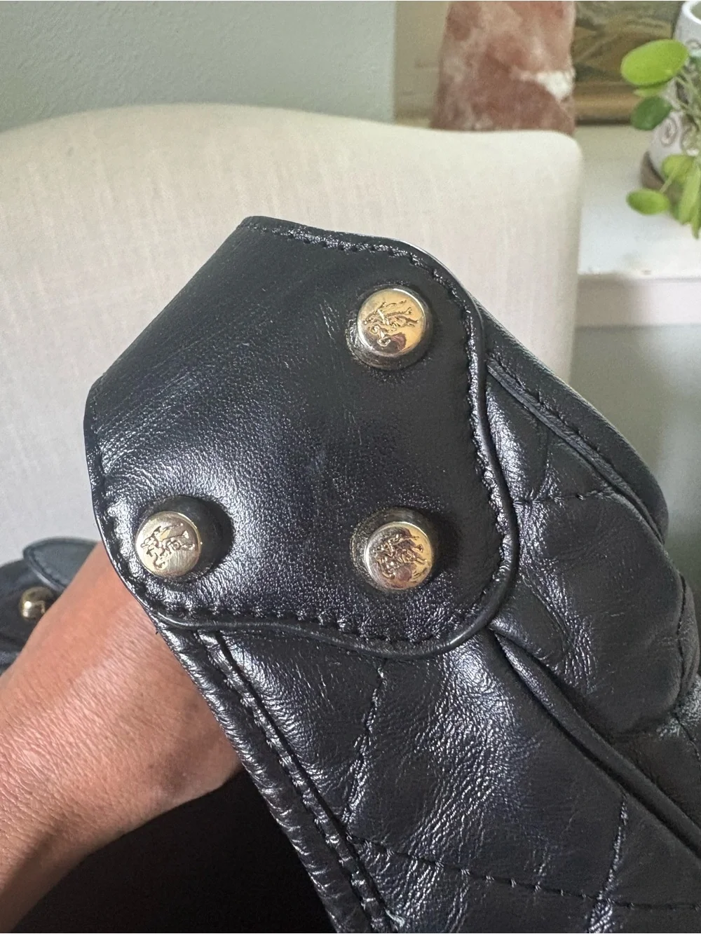 Burberry Black Quilted Leather Shoulder Bag with Gold Hardware
